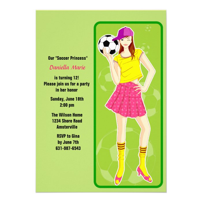 Soccer Princess Birthday Party Invitation