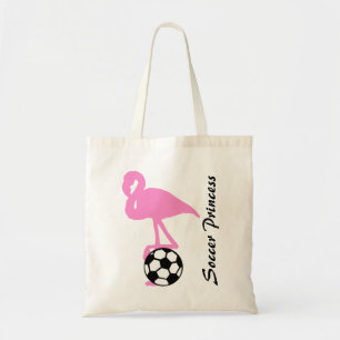 Soccer Princess Pink Flamingo Girls Custom Tote Bag