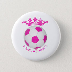 Soccer Princess, Pink Soccer ball Button