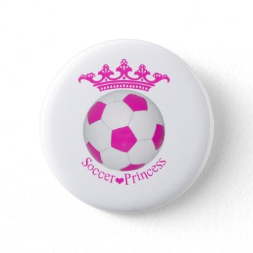 Soccer Princess, Pink Soccer ball Button