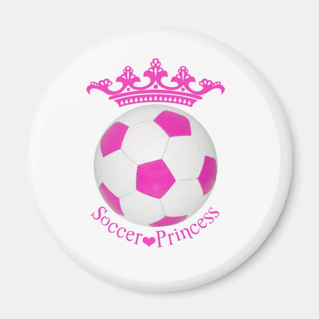 Soccer Princess, Pink Soccer ball Magnet (Front)