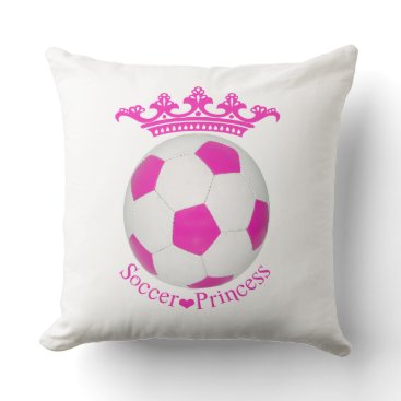 Soccer Princess, Pink Soccer ball Throw Pillow