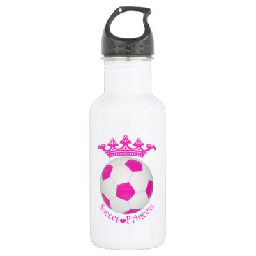 Soccer Princess, Pink Soccer ball Water Bottle