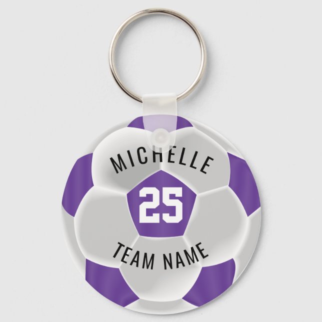 Soccer ⚽ - Purple and White Keychain (Front)