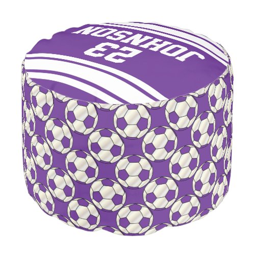 Soccer Purple and White Sport Pattern Pouf