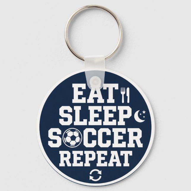 Soccer Quote Eat Sleep Repeat Keychain (Front)