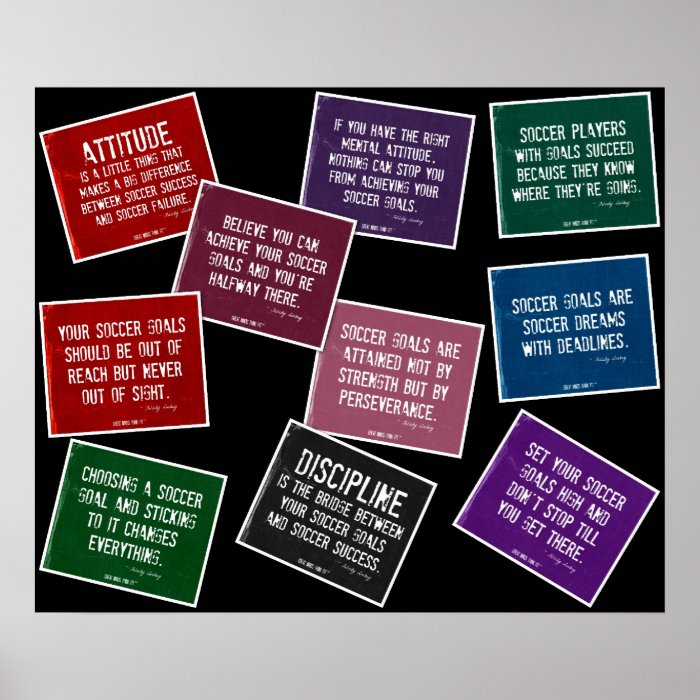 Soccer Quotes 10 Poster Collage in Colors on Black