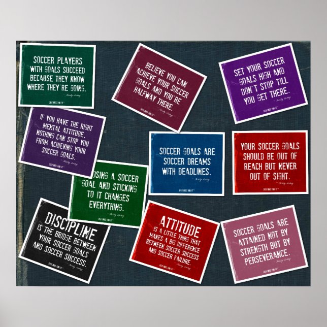 Soccer Quotes 10 Poster Collage in Colors on Denim (Front)