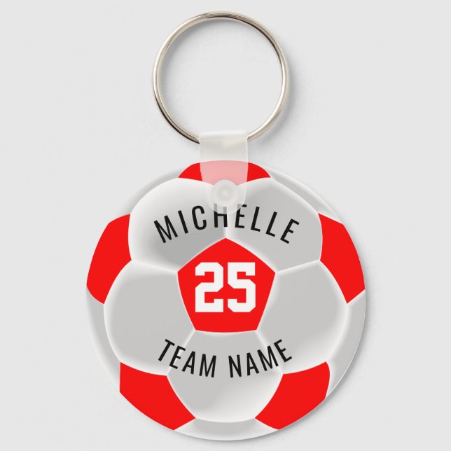 Soccer ⚽ - Red and White Keychain (Front)