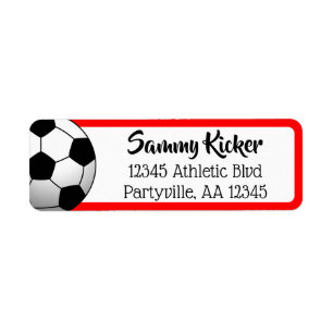Soccer Red & Black Address Label