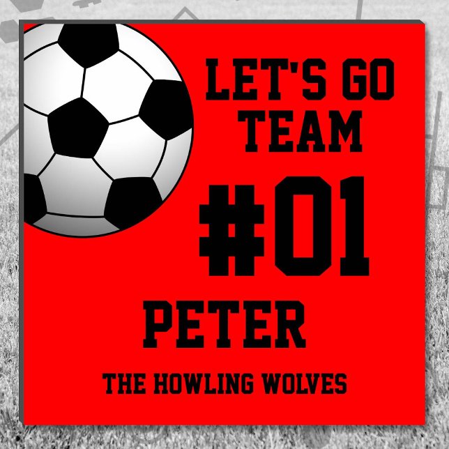 Soccer Red Black Sports Car Magnet (Red and Black Soccer Let's Go Team Car Magnet. Celebrate your high school or college athlete.)