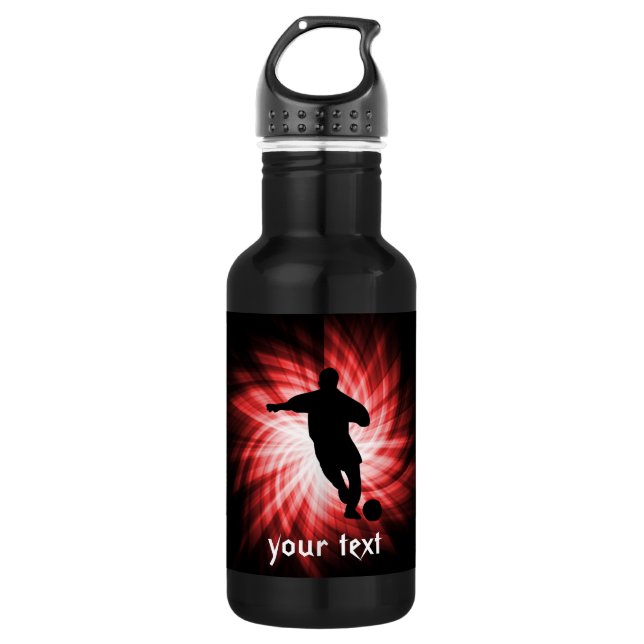 Soccer; red stainless steel water bottle (Front)