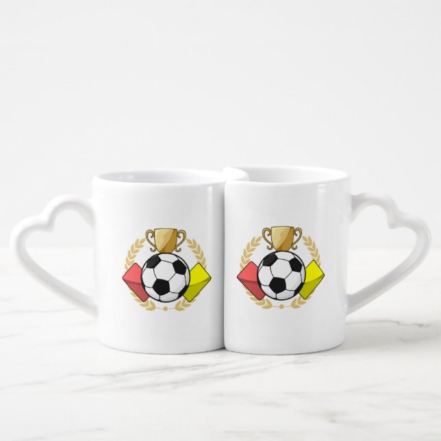 Soccer red & yellow card Trophy Coffee Mug Set (Front Nesting)