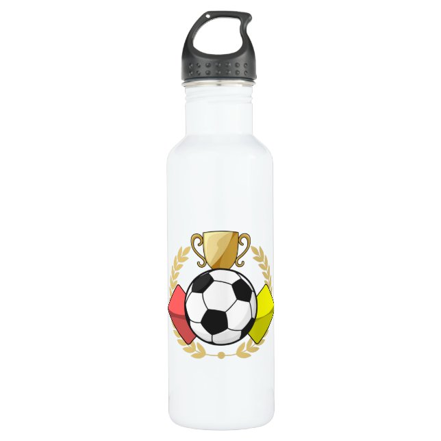 Soccer red & yellow card Trophy Stainless Steel Water Bottle (Front)