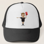 Soccer Referee Holds Red Card Trucker Hat at Zazzle