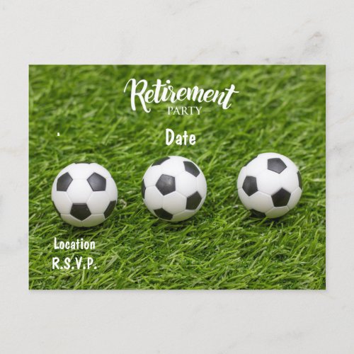 Soccer Retirement Party Invitation on green grass  Postcard