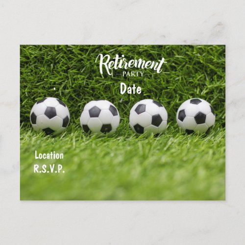 Soccer Retirement Party Invitation on green grass  Postcard