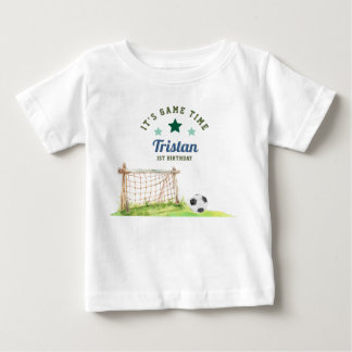 Soccer Rookie “It’s Game Time” First Birthday Baby T-Shirt