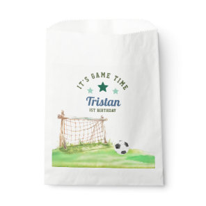 Soccer Rookie “It’s Game Time” First Birthday Favor Bag