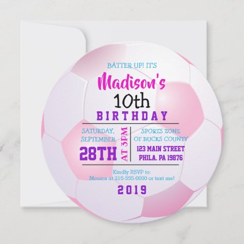 SOCCER  ROUND Birthday Party Invitation