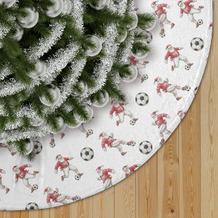 Soccer Santa Christmas Pattern Brushed Polyester Tree Skirt