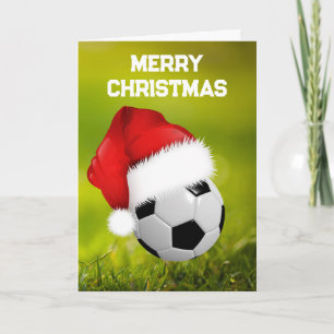 Soccer & Santa Claus Custom Christmas Cards
