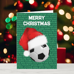 Soccer & Santa Claus Custom Christmas Cards