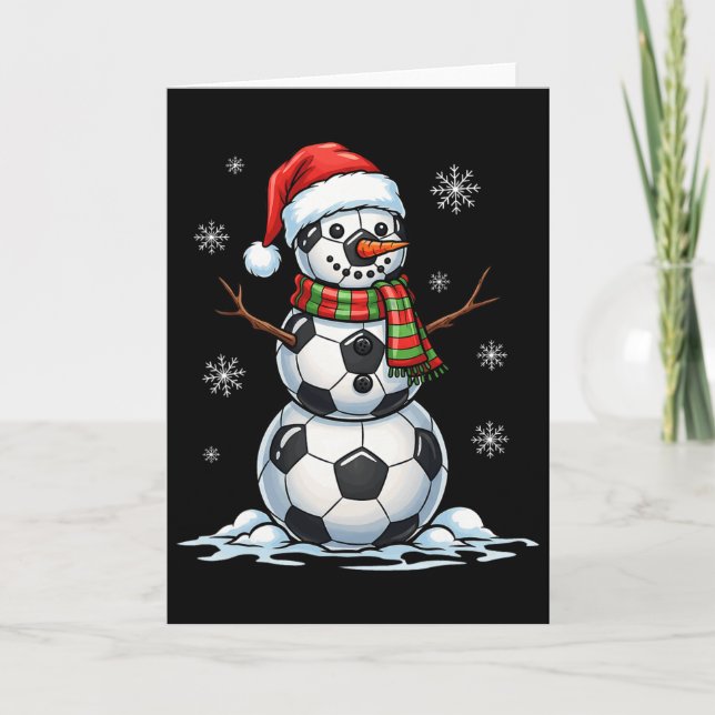 Soccer Santa Hat Holiday  Card (Front)