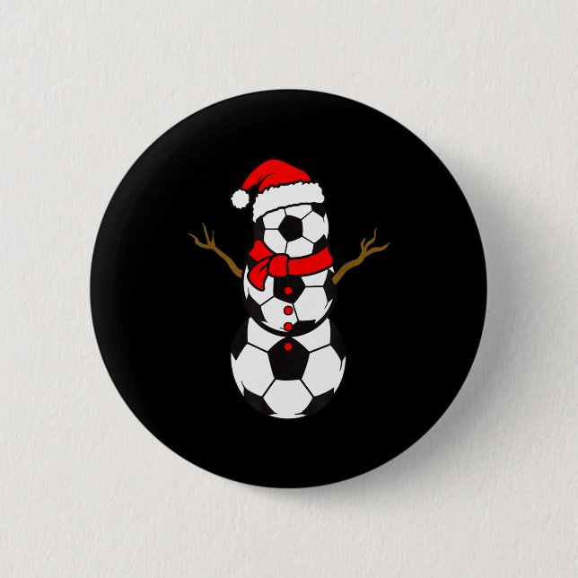 Soccer Santa Hat Snowman Xmas Funny Soccer Lover C Button (Front)