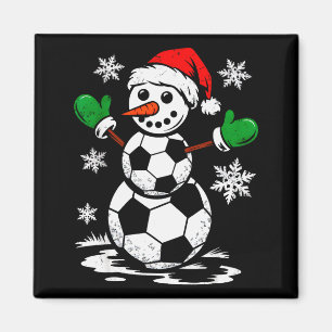 Soccer Santa Hat Snowman Xmas Funny Soccer Lover C Magnet