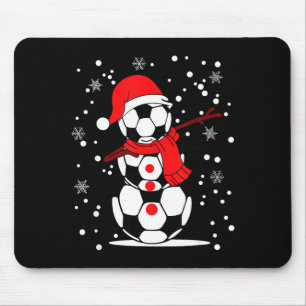 Soccer Santa Hat Snowman Xmas Funny Soccer Lover C Mouse Pad