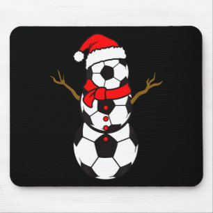 Soccer Santa Hat Snowman Xmas Funny Soccer Lover C Mouse Pad