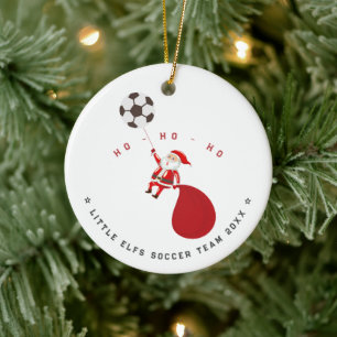 Soccer Santa Kickin Off a Winning Christmas Season Ceramic Ornament