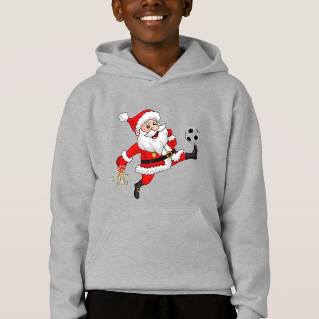 Soccer Santa Kid’s T-Shirt Hoodie (Front)