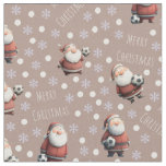 Soccer Santa on Light Beaver Brown Fabric