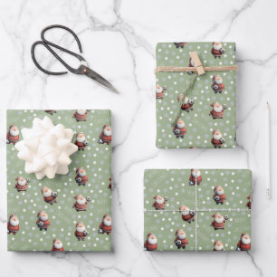 Soccer Santa on Sage Green Wrapping Paper Sheets