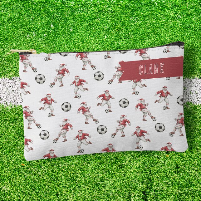 Soccer Santa Personalized Christmas Accessory Pouch (Creator Uploaded)