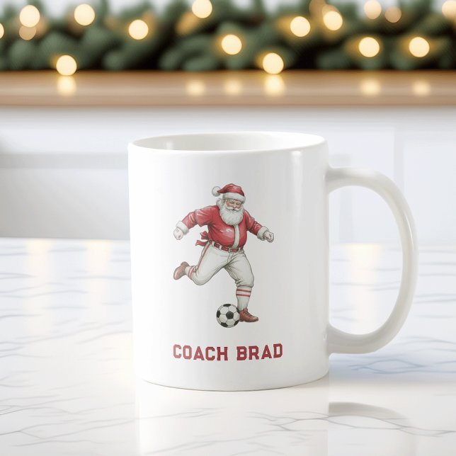 Soccer Santa Personalized Christmas Coffee Mug (Creator Uploaded)