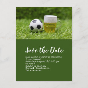 Soccer save the date ball for Birthday Party Postcard