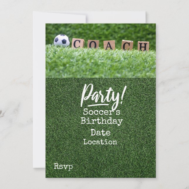 Soccer Save the Date for COACH Party Invitation (Front)