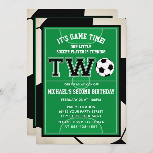 Soccer Second Birthday Party Invitation