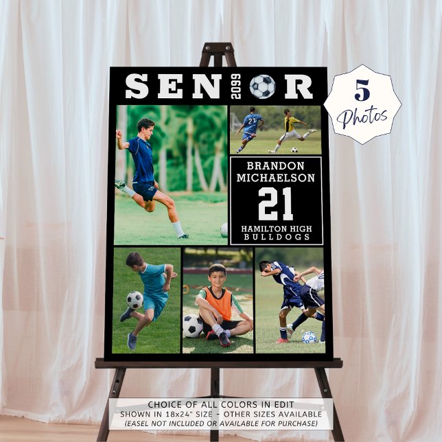 Soccer Senior Graduation 5 Photo Collage Foam Board (Creator Uploaded)