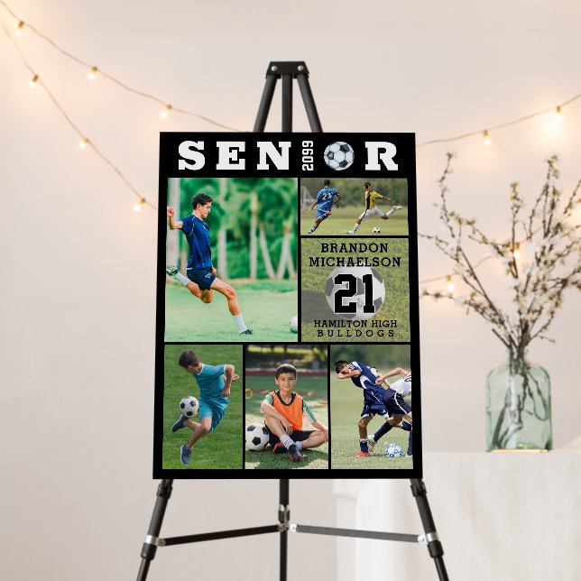 Soccer Senior Graduation 6 Photo Collage Foam Board (In Situ (Stand))