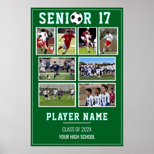 Soccer Senior Night Photo Collage Memory Poster (Front)
