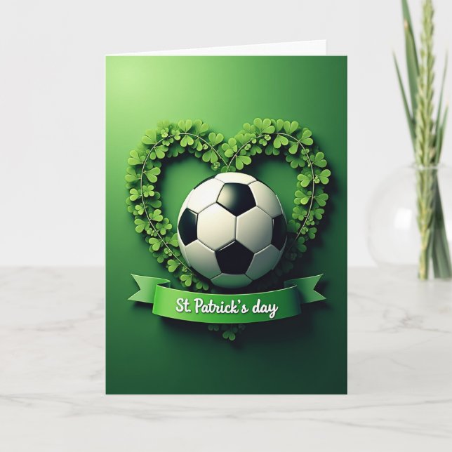 Soccer Shamrock St Patricks Card (Front)
