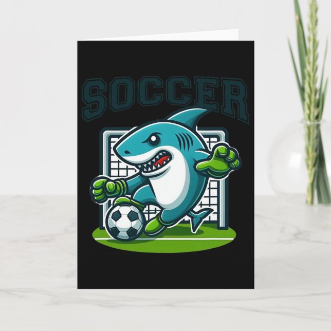 Soccer Shark Playing Soccer  Card (Front)