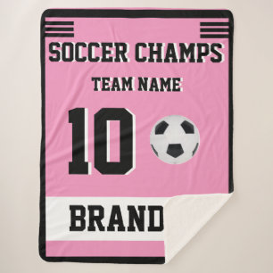 Soccer SHERPA Blanket pink personalized player gol