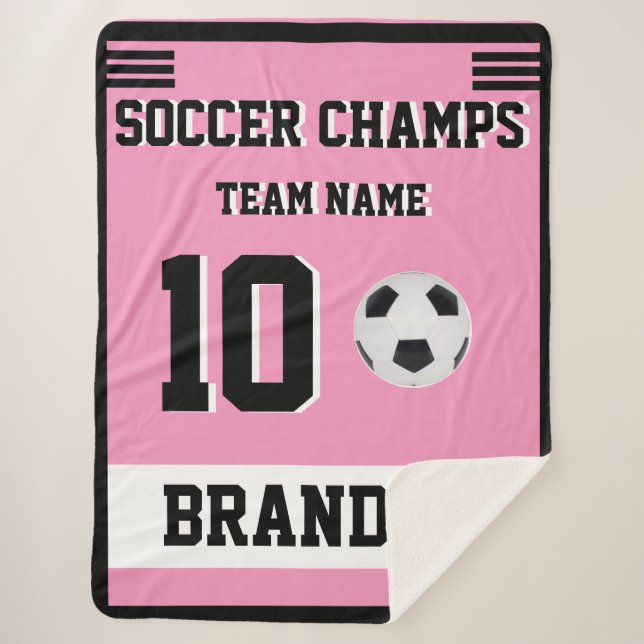 Soccer SHERPA Blanket pink personalized player gol (Front)