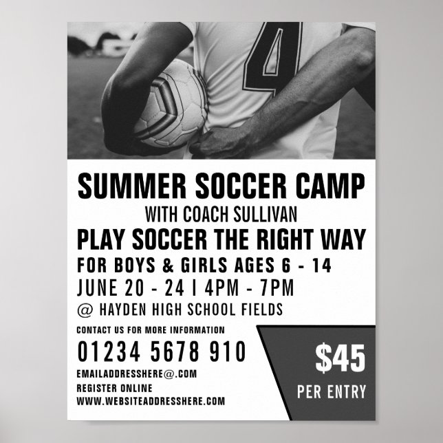 Soccer Shirt, Soccer Camp Advertising Poster (Front)