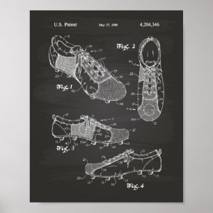 Soccer Shoe 1980 Patent Art - Chalkboard Poster